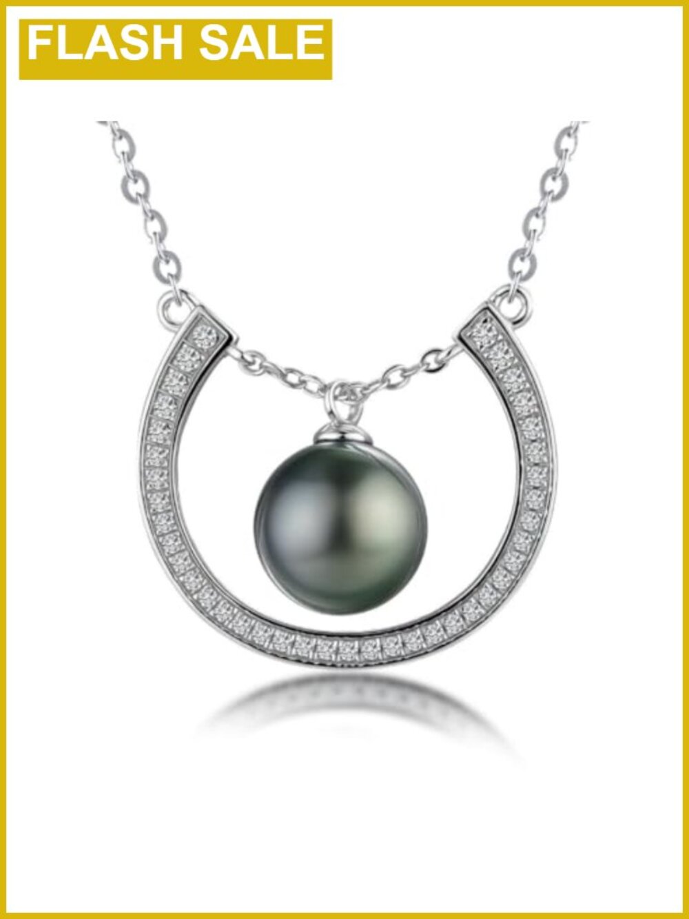 Tahitian Black Pearl Necklace Pendant Moissanite 925 Sterling Silver Halo